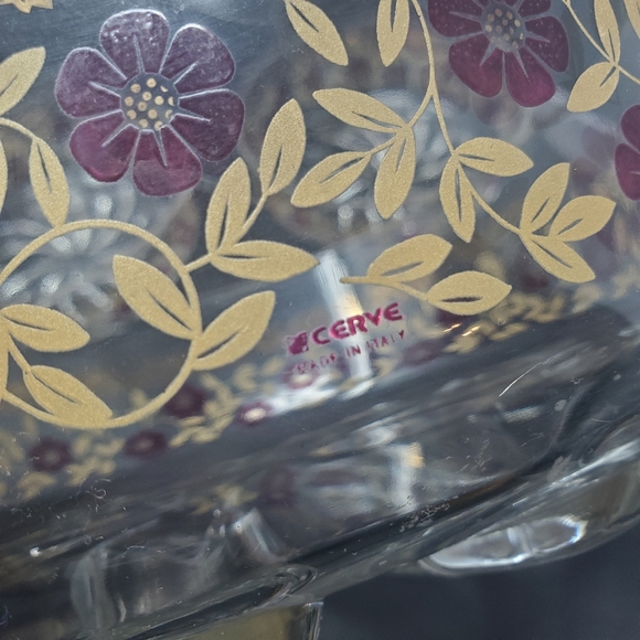 VTG 🌺 Cerve DeValbor Italy Purple and Gold Floral Fruit Bowls, set of 5 - Picture 2 of 4